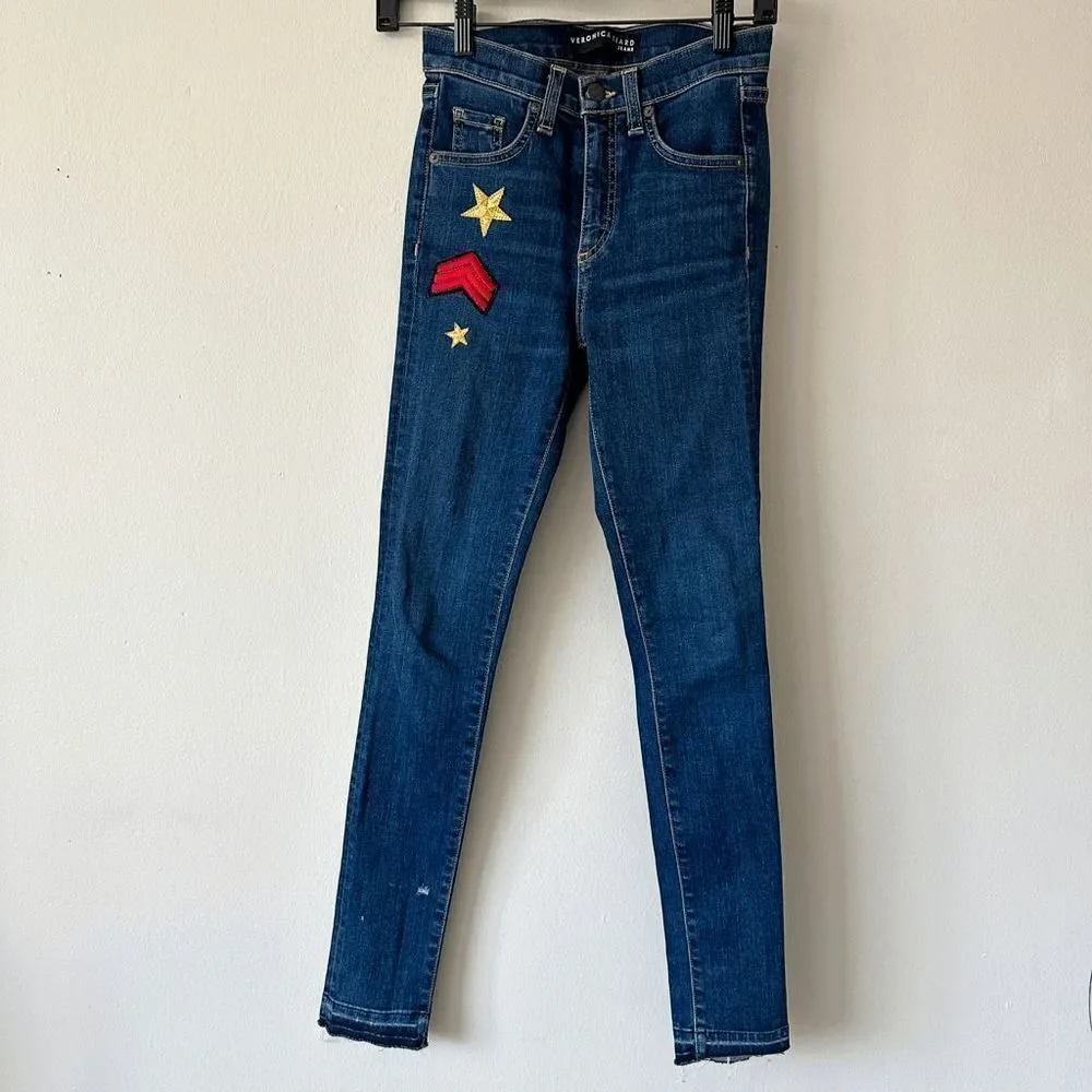 VERONICA BEARD Patchwork Mid-Rise Skinny Leg Jeans - Size 24